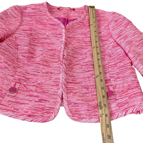 Trina Turk Pink Textured Cropped Blazer Jacket Size 6 - Picture 7 of 10